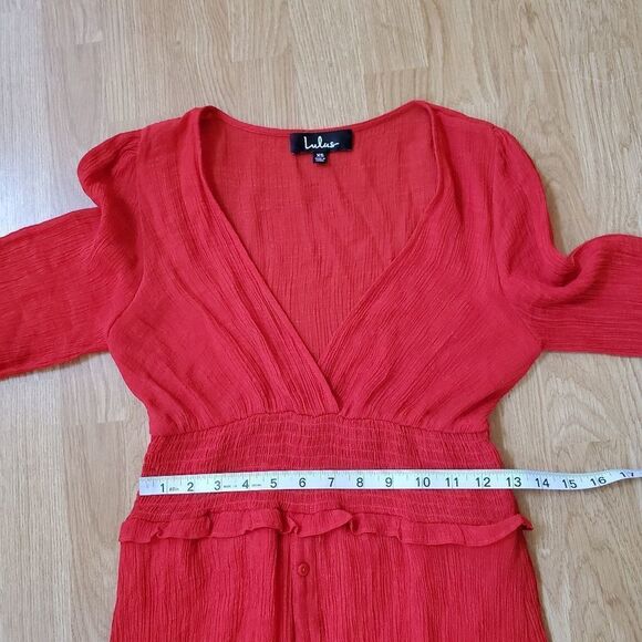 Lulus 'Go For It' Long Sleeve Midi Dress size XS in Red - Picture 11 of 14